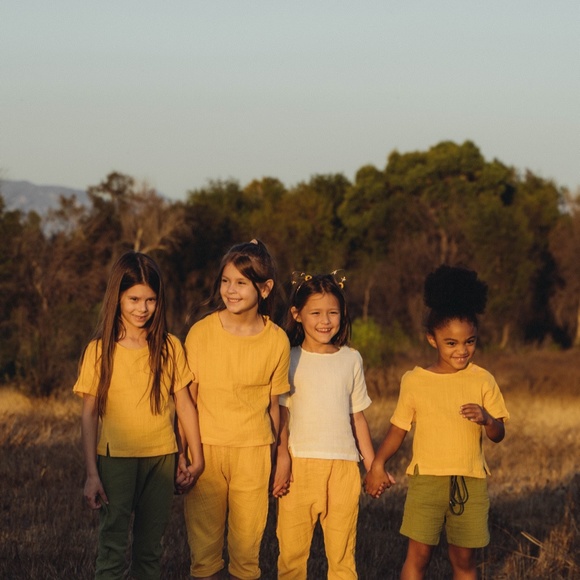 Organic Muslin Unisex Kids Set for summer T-Shirt with Shorts or Pants Sizes - Picture 5 of 13